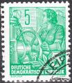 Allemagne - RDA - 1954 - Yt n 149 - Ob - Plan quinquennal 5p vert jaune