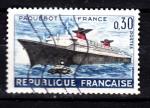 FR34 - Yvert n 1325 - 1962 - Le "France" avec remorqueur