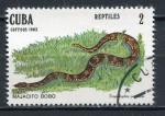 Timbre  CUBA  1982  Obl  N  2370   Y&T   Reptiles Serpent
