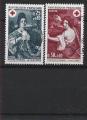 1968 FRANCE 1580-81 oblitérés, cachet rond, croix-rouge, Mignard