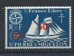 St Pierre et Miquelon N315a** (MNH)1945 - Srie de Londres 50c, avec le c cass