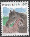 SUISSE - 1993 - Yt n 1419 - Ob - Srie courante animaux : chevaux