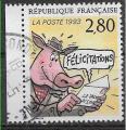 1993 FRANCE 2842 oblitr, cachet rond, lettre