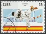 Timbre oblitr n 3184(Yvert) Cuba 1992 - JO Barcelone, judo