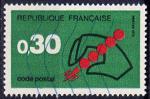 Timbre oblitr n 1719(Yvert) France 1972 - Code Postal