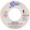 SP 45 RPM (7")  Owen Paul  "  My favourite waste of time  "  Hollande