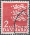 DANEMARK - 1967/70 - Yt n 467A - Ob - Armoiries 2K rouge