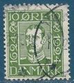 Danemark N156 Christian X 10o vert oblitr