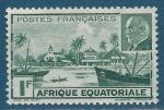 Afrique Equatoriale Française N°90 Vue de Libreville 1F neuf sans gomme