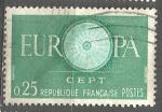 France 1960; Y&T n 1266; 0,25F Europa, vert & bleu-vert