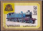 Ajman 1972 - Locomotive  vapeur, 75 dirhams, obl./ used - Mi 1851 