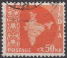 INDE - 1958/63 - Yt n 103 - Ob - Carte de l Inde 50 np jaune orange