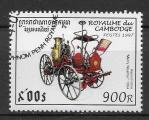 CAMBODGE - 1997 - Yt n 1405 - Ob - Vhicules pompiers ; hippomobile Merry Weath