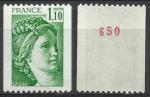 France Sabine 1979; Y&T n 2062 **; 1,10F vert, roulette n 650