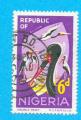 NIGERIA OISEAUX CIGOGNES 1965 / OBLITERE TRACES DE CHARNIERES