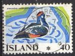 Islande 1977 ; Y&T n 477; 40k, conservation des zonzes humides, canard
