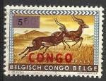Congo ex Belge 1964; Y&T n 539; surcharg 10F, faune, impala