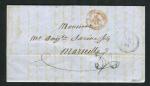 Rare lettre du BFE de Tunis pour Marseille ( 1864 ) - Taxe 30