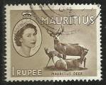Maurice 1953; Y&T n 252; 1r, faune, cerfs