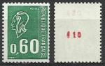 France Bquet 1974; Y&T n 1815; 0,60F vert, Marianne, roulette, n 410 au dos