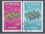 1972 ANDORRE 217-18 oblitrs, cachet rond, europa