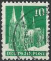 Allemagne - BIZONE - 1948 - Yt n 48 - Ob - Cathdrale de Cologne 10p meraude