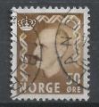 NORVEGE - 1950/52 - Yt n° 329 - Ob - Haakon VII 50o brun olivec