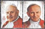 POLOGNE les 2 timbres oblitrs du bloc feuillet n 214 de 2014