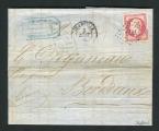Belle lettre en triple port de Granville pour Bordeaux ( 1860 ) avec un n° 17B