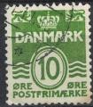 Danemark 1962 Animaux Hraldiques Lion Lignes type Vagues 10 Ore vert SU