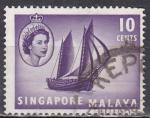 SINGAPOUR N° 34 de 1955 oblitéré
