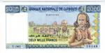 **   DJIBOUTI     2000  francs   1997   p-40    UNC   **
