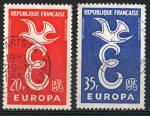 France 1958; Y&T n 1173 & 1174; 20 & 25F Europa, rouge & outremer