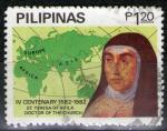**   PHILIPPINES    1,20 p  1982  YT-1290B  " Ste Thrse d'Avila  "  (o)   **