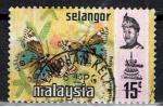 Malaysia - Selangor / 1971 / Sultan & papillons / YT n 98, oblitr