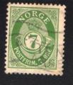 Norvge 1929 Oblitr Used Stamp Corne Postale 7 Ore et couronne vert