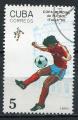 Timbre  CUBA  1990  Obl  N  3001  Y&T Football