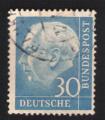 Allemagne 1954 Oblitr rond Used Prsident Theodor Heuss 30 cobalt lumineux