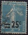 217 - Semeuse came - 25c sur 30c bleu - oblitr - annes 1926  