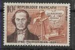 1955 FRANCE 1013 oblitr, cachet rond, Thimonnier