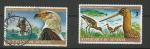 Snegal  timbre n 425 et 427 oblitr anne 1975 Barge Rousse et Aigle pecheur