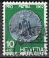 Suisse 1962; Y&T n 731, 10c + 10, archlogie, pice de monnaie, Pro Patria