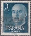 Espagne - 1955/58 - Yt n 866 - Ob - Gnral Franco 3 ptas bleu fonc