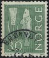 Norvge 1967 Oblitr Used pi de bl et poisson 30 Ore Y&T NO 440AB SU