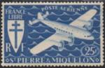 St-Pierre & Miquelon 1942 - Srie de Londres, avion DC4, NCh/MLH - YT A8 *