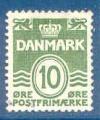 Danemark N336Ab 10o vert oblitr (papier fluo)