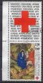 1987 FRANCE 2498 oblitr, cachet rond, croix-rouge+ vignette