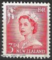 NOUVELLE-ZELANDE - 1956/59 - Yt n 354A - Ob - Elizabeth II 3p rouge