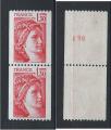 France N 2063/63a** (MNH) 1979 - Paire verticale, N rouge verso