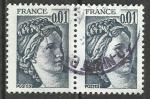 France Sabine 1977; Y&T n 1962; 0,01F, paire, gris fonc
